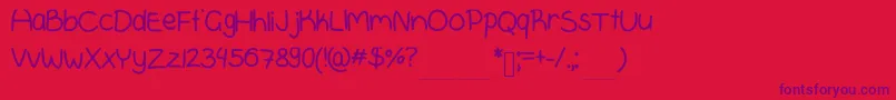CrazyBunny-Schriftart – Violette Schriften auf rotem Hintergrund