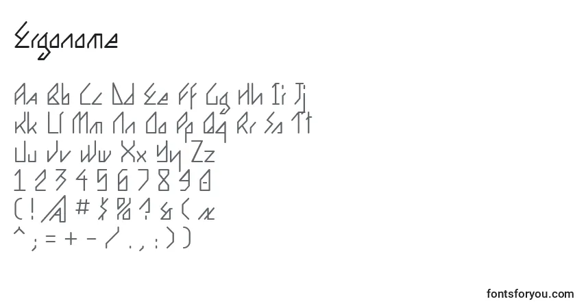 Schriftart Ergonome – Alphabet, Zahlen, spezielle Symbole