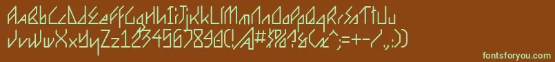 フォントErgonome – 緑色の文字が茶色の背景にあります。