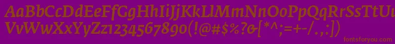 FedraserifaproMediumitalic-Schriftart – Braune Schriften auf violettem Hintergrund