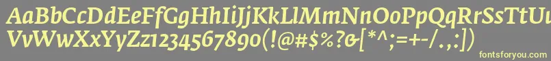 Подробнее о шрифте FedraserifaproMediumitalic Шрифт FedraserifaproMediumitalic – жёлтые шрифты на сером фоне