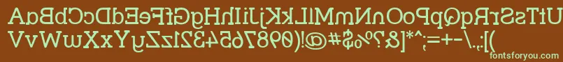 フォントStrslmi – 緑色の文字が茶色の背景にあります。