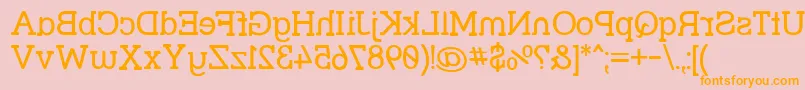 フォントStrslmi – オレンジの文字がピンクの背景にあります。