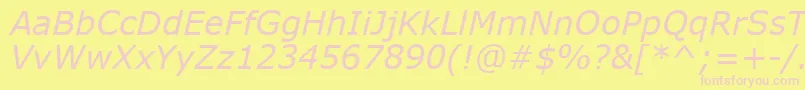 VerdanaItalic Font – Pink Fonts on Yellow Background