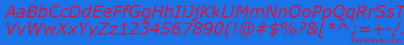 VerdanaItalic Font – Red Fonts on Blue Background