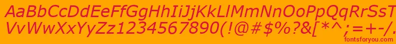 VerdanaItalic Font – Red Fonts on Orange Background