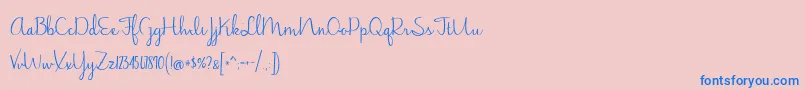 BmdJasmineReminiscentseRegular Font – Blue Fonts on Pink Background