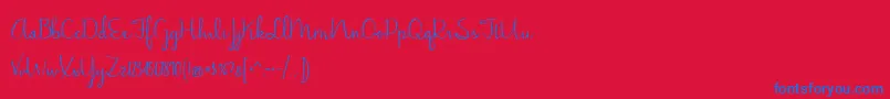 BmdJasmineReminiscentseRegular Font – Blue Fonts on Red Background