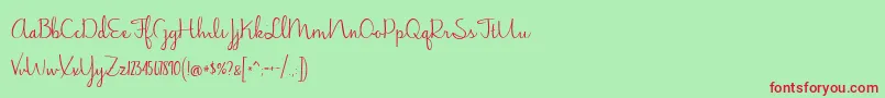 BmdJasmineReminiscentseRegular Font – Red Fonts on Green Background