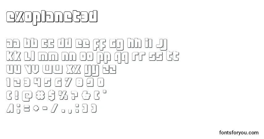 Шрифт Exoplanet3D – алфавит, цифры, специальные символы