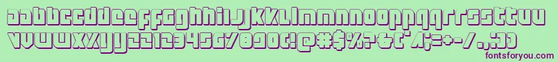 Exoplanet3D-Schriftart – Violette Schriften auf grünem Hintergrund