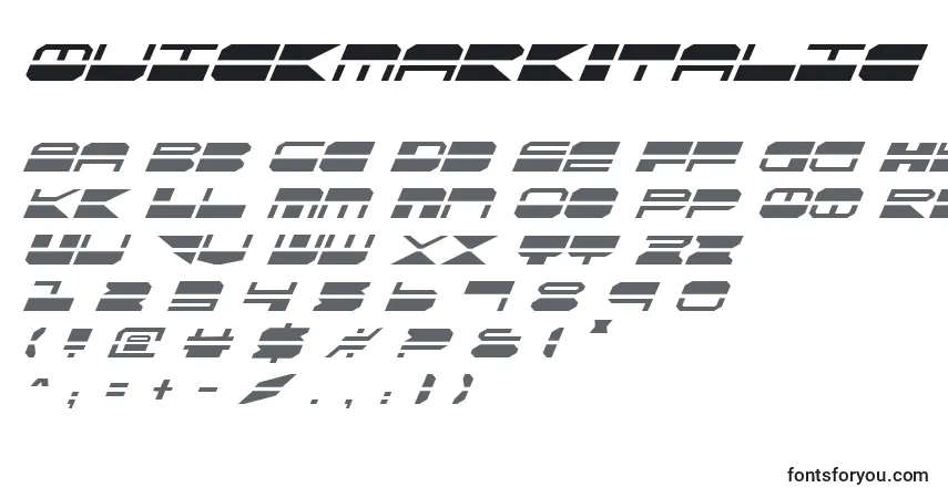 A fonte QuickmarkItalic – alfabeto, números, caracteres especiais