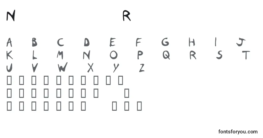 Czcionka NascoxasRegular – alfabet, cyfry, specjalne znaki