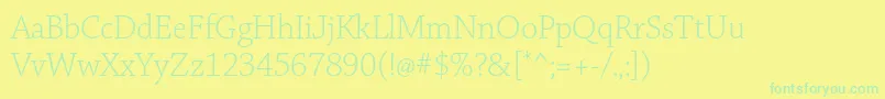 フォントChaparralproLightsubh – 黄色い背景に緑の文字