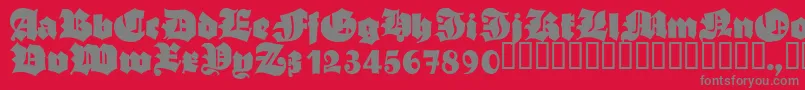 Fonte AsgardianWars – fontes cinzas em um fundo vermelho