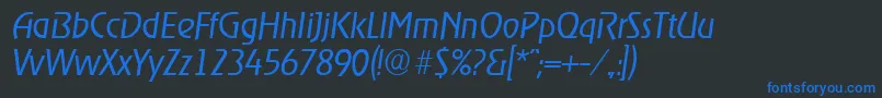 OnstageserialLightItalic Font – Blue Fonts on Black Background