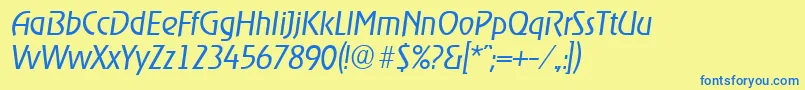 OnstageserialLightItalic Font – Blue Fonts on Yellow Background