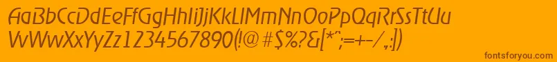 Fonte OnstageserialLightItalic – fontes marrons em um fundo laranja