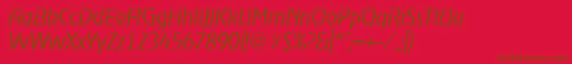 Fonte OnstageserialLightItalic – fontes marrons em um fundo vermelho