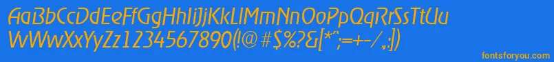 OnstageserialLightItalic Font – Orange Fonts on Blue Background