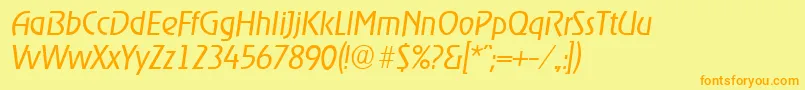 OnstageserialLightItalic Font – Orange Fonts on Yellow Background
