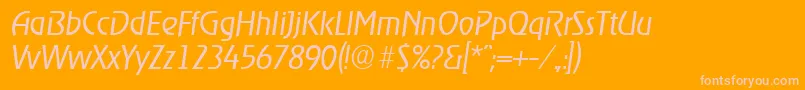 Fonte OnstageserialLightItalic – fontes rosa em um fundo laranja