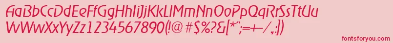 OnstageserialLightItalic-Schriftart – Rote Schriften auf rosa Hintergrund