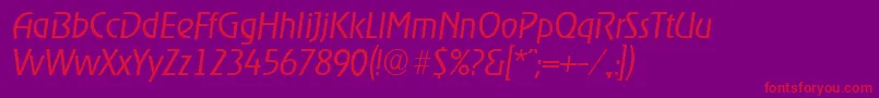 OnstageserialLightItalic Font – Red Fonts on Purple Background