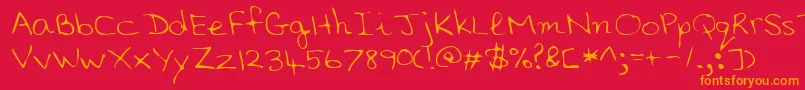 フォントLehn006 – 赤い背景にオレンジの文字