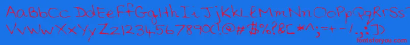 Lehn006 Font – Red Fonts on Blue Background
