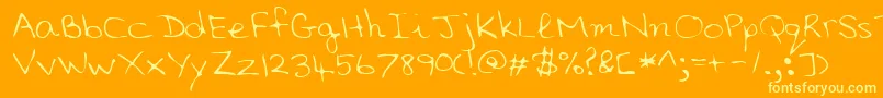 Lehn006-Schriftart – Gelbe Schriften auf orangefarbenem Hintergrund