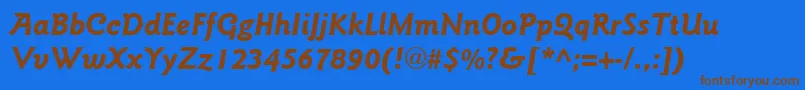 フォントItcGoudySansLtBoldItalic – 茶色の文字が青い背景にあります。