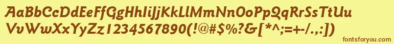 フォントItcGoudySansLtBoldItalic – 茶色の文字が黄色の背景にあります。