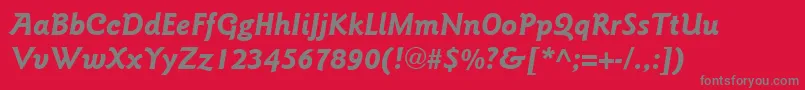 ItcGoudySansLtBoldItalic-fontti – harmaat kirjasimet punaisella taustalla