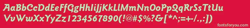 Czcionka ItcGoudySansLtBoldItalic – zielone czcionki na czerwonym tle