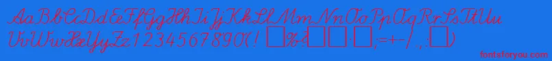 LaElDb-Schriftart – Rote Schriften auf blauem Hintergrund