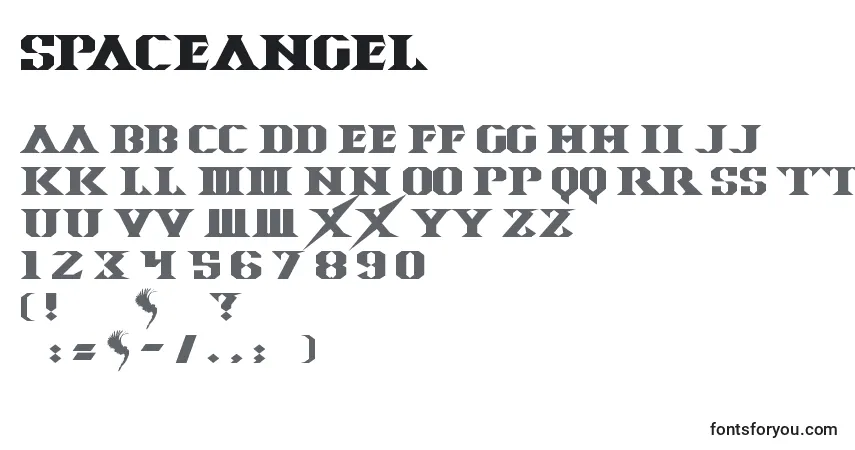 A fonte SpaceAngel – alfabeto, números, caracteres especiais