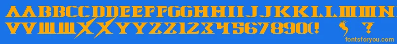 SpaceAngel-Schriftart – Orangefarbene Schriften auf blauem Hintergrund