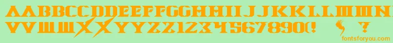 SpaceAngel-Schriftart – Orangefarbene Schriften auf grünem Hintergrund