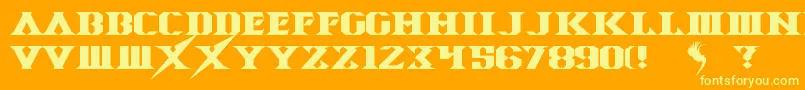 SpaceAngel-Schriftart – Gelbe Schriften auf orangefarbenem Hintergrund