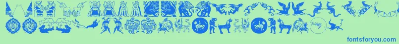Mythological Font – Blue Fonts on Green Background