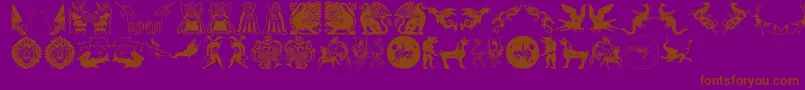 Fonte Mythological – fontes marrons em um fundo roxo