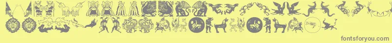 Czcionka Mythological – szare czcionki na żółtym tle