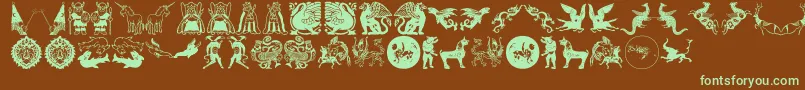 Mythological-Schriftart – Grüne Schriften auf braunem Hintergrund