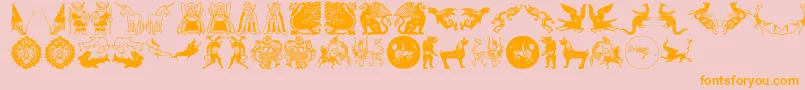 Mythological-Schriftart – Orangefarbene Schriften auf rosa Hintergrund