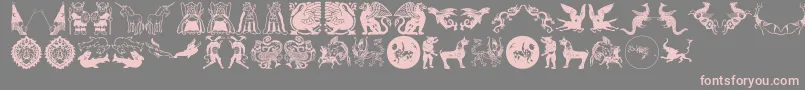 Fonte Mythological – fontes rosa em um fundo cinza