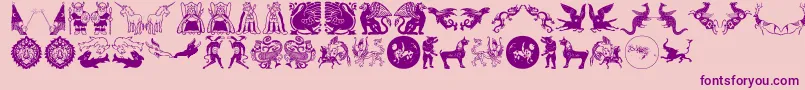 Czcionka Mythological – fioletowe czcionki na różowym tle
