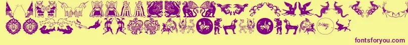 Mythological Font – Purple Fonts on Yellow Background