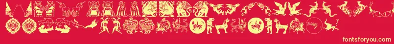 Mythological Font – Yellow Fonts on Red Background