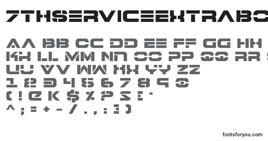 Czcionka 7thServiceExtrabold – alfabet, cyfry, specjalne znaki